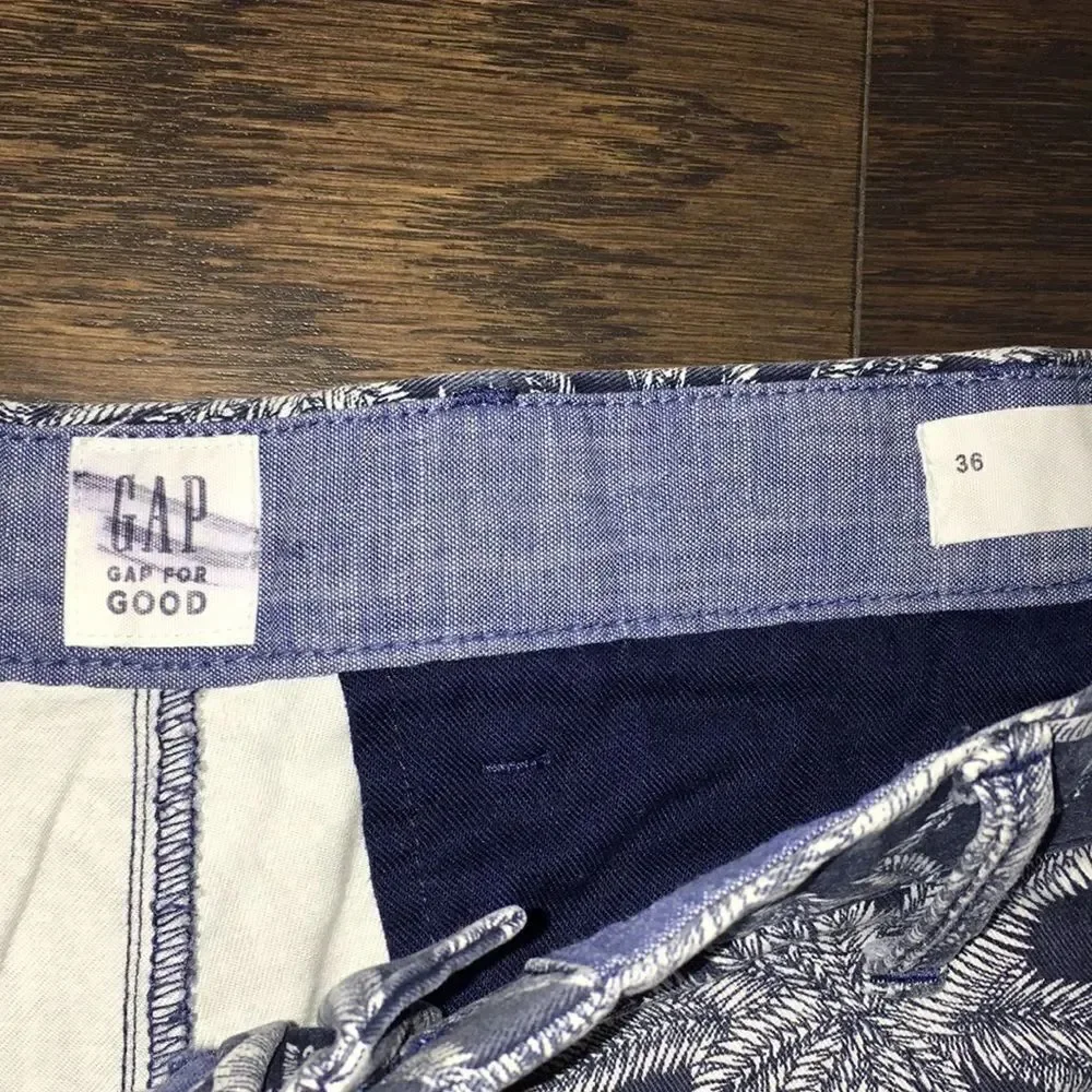 The Gap Palm Tree Aloha spirit Blue Flat front golf walking mens shorts 36